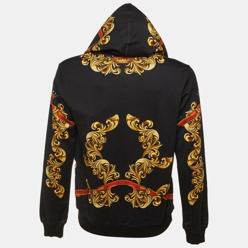 Dolce & Gabbana Black Printed Cotton Hooded Sweatshirt  M - Picture 2 of 6